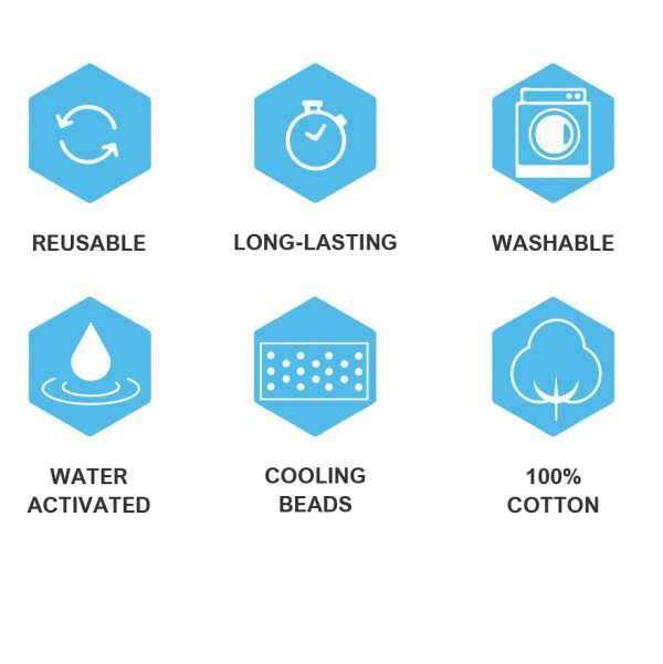Cooling Bandana, Cold Snap™, Polymer, Blue: #CBAN100 - Image 2