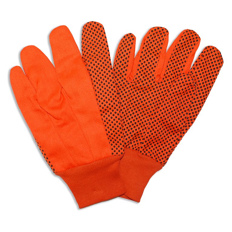 Hi-vis Orange Canvas, Black PVC Dots, Orange Knit Wrist
