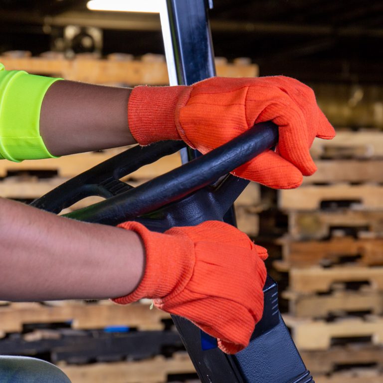 Hi-vis Orange Double Palm, Polyester/cotton Corded Canvas, Orange Knit Wrist