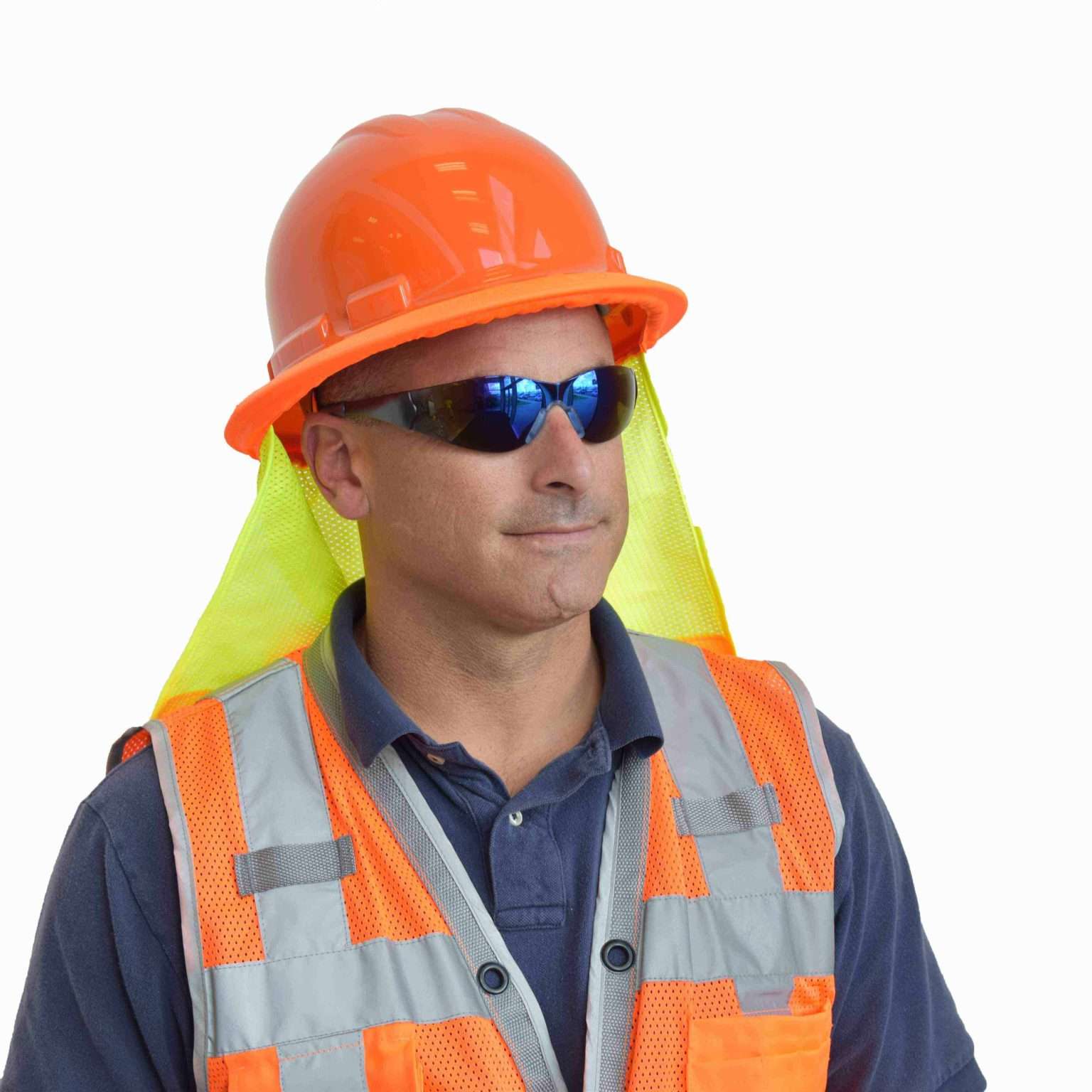 5-Pack Hard Hat Neck Shade – Reflective Strip, Breathable Elastic Cooling Sun Liner For Construction Workers, Outdoor Activities, Orange