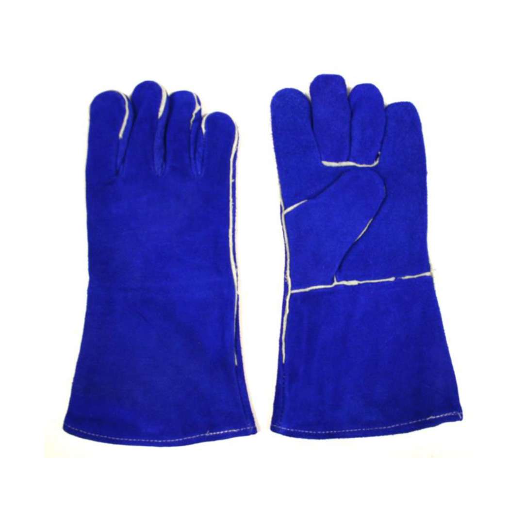 Welders Gloves, Blue Shoulder Leather Welders Gloves, One Piece Back ...