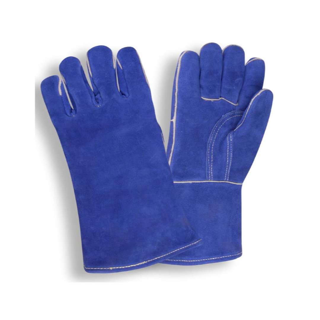 Welders Gloves, Blue, Select Shoulder Leather Welders Gloves, One Piece ...