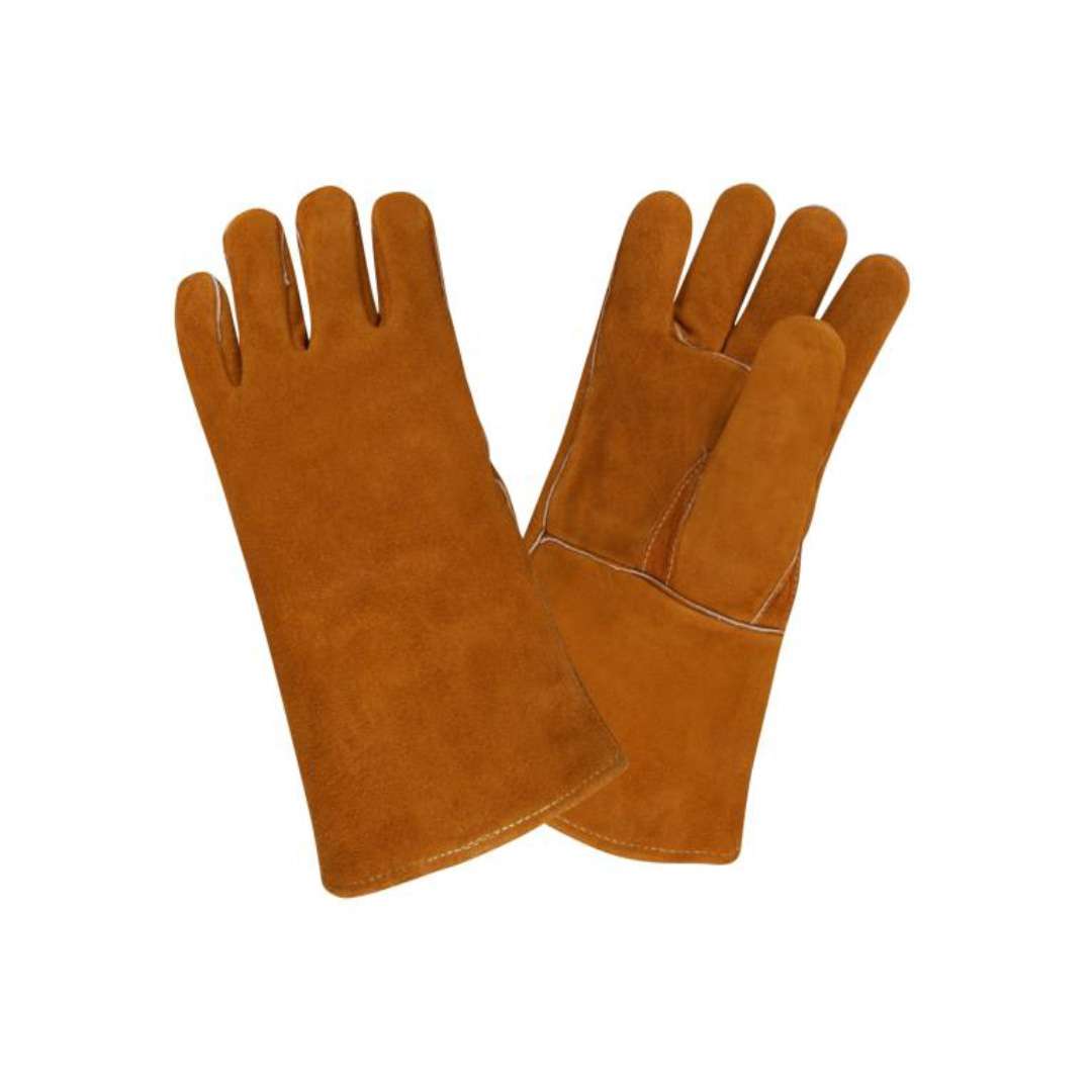 Leather Welders Gloves, Russet Brown Shoulder Split, Gauntlet Style ...