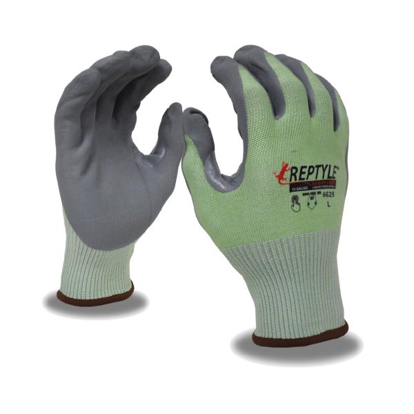 REPTYLE® 15-GAUGE ECO-PE SHELL, GRAY LIQUID FOAM NITRILE PALM  COATING, A2 CUT #6625